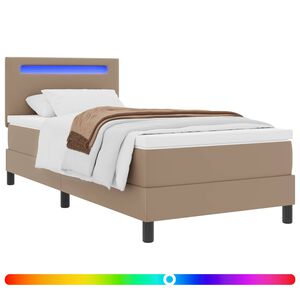 vidaXL Kastītes atsperu gulta Kapučīno 90 x 200 cm Mākslīgā āda