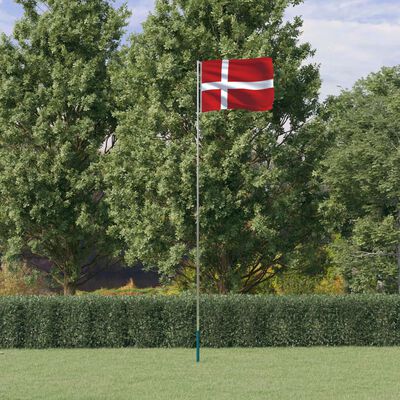 vidaXL Dānijas karogs un masts, 5,55 m, alumīnijs