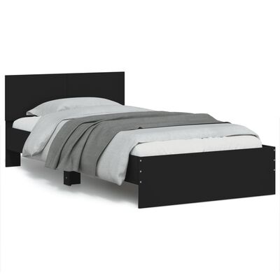 vidaXL gultas rāmis ar galvgali un LED, melns, 100x200 cm
