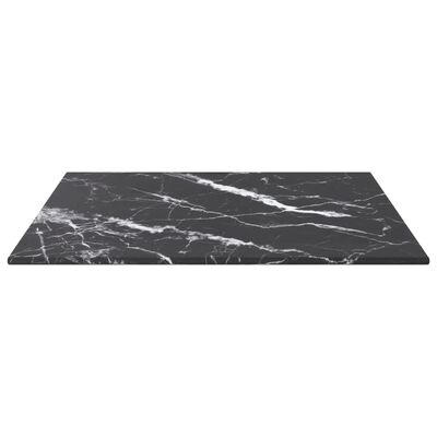 vidaXL galda virsma, melna, 40x40 cm, 6 mm, stikls ar marmora dizainu