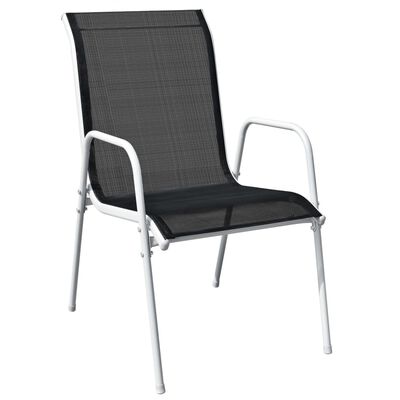 vidaXL dārza krēsli, 6 gab., tērauds, tekstilēns, melni