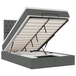 vidaXL Osmaņu gultas rāmis ar matrača tum&scaron;i pelēks 120x190 cm audums