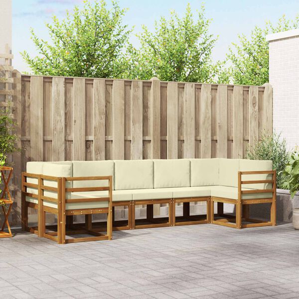 vidaXL Āra dīvānu komplekts ar spilvenu 7 pcs Dabisks un krējuma