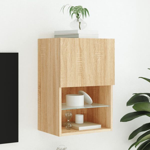 vidaXL TV skapītis ar LED apgaismojumu, ozola krāsa, 40,5x30x60 cm