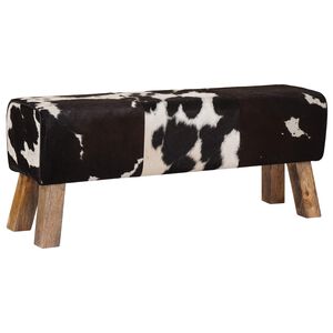 vidaXL sols 110 x 30 x 45 cm Īsta āda Melns un balts