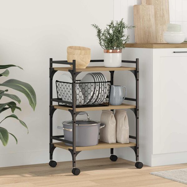 vidaXL Virtuves ratiņ&scaron; Artisānā ozols 50 x 35 x 75.5 cm