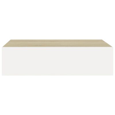 vidaXL sienas atvilktņu plaukts, koka un balta krāsa, 40x23,5x10 cm