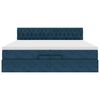 vidaXL Osmaņu gultas rāmis ar matračiem tum&scaron;i zils 200x200cm audums