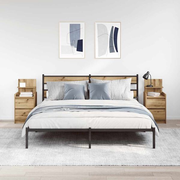 vidaXL naktsskapī&scaron;i ar 2 atvilktnēm, 2 gab., koka krāsa, 38x34x80 cm