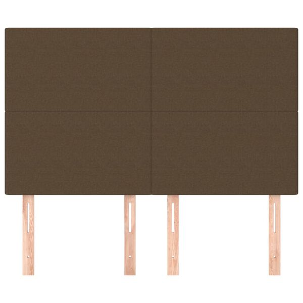 vidaXL galvgalis, tum&scaron;i brūns, 144x5x118/128 cm, audums