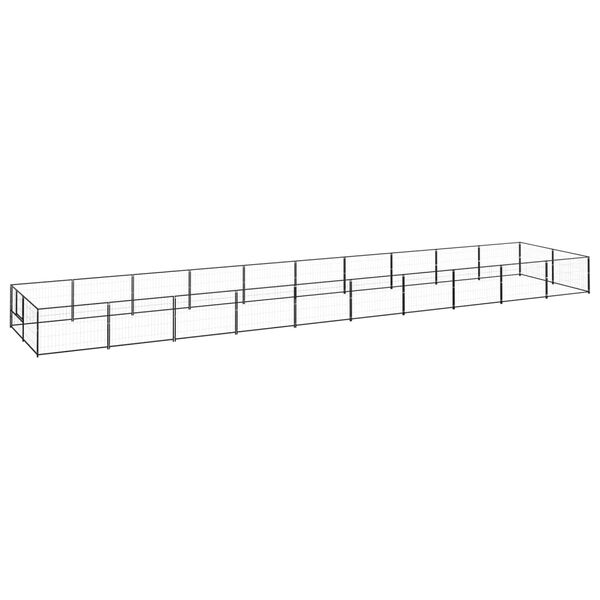 vidaXL suņu voljērs, melns, 20 m², tērauds