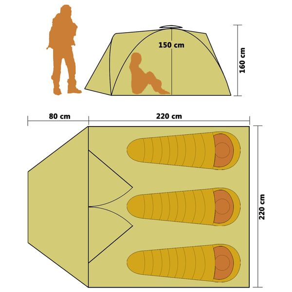 vidaXL ātri saliekama dizaina telts, trīsvietīga, zila