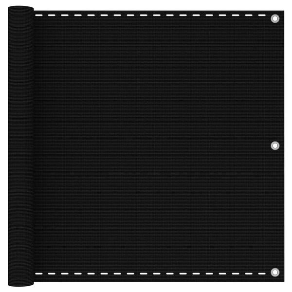 vidaXL balkona aizslietnis, 90x500 cm, melns HDPE