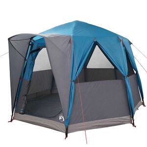 vidaXL Kempinga telts 3 personām Zila un pelēka 320 x 320 x 203 cm