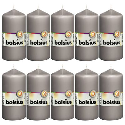 Bolsius cilindriskas sveces, 10 gab., 120x58 mm, silti pelēkas