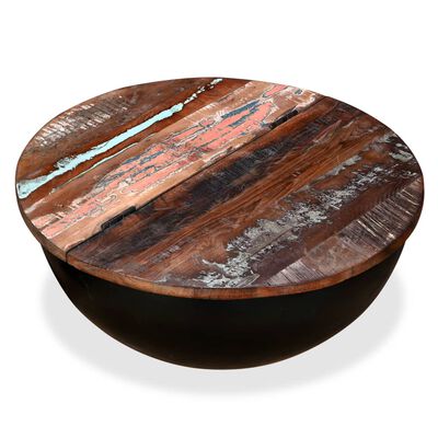 vidaXL kafijas galdiņš, bļodas forma, pārstrādāts masīvkoks, melns