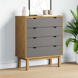 vidaXL atvilktņu skapītis OTTA, brūns, pelēks, 76,5x39,5x90 cm, priede