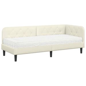 vidaXL Stūra gultas rāmis Krēmkrāsa 80 x 200 cm Samts