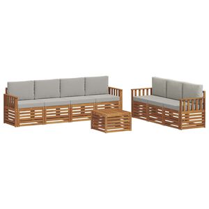 vidaXL Dīvāna komplekti ar spilvenu 8 pcs Dabīgs un gai&scaron;i pelēks