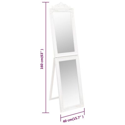 vidaXL grīdas spogulis, balts, 40x160 cm