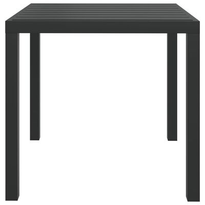vidaXL dārza galds, melns, 80x80x74 cm, alumīnijs un WPC