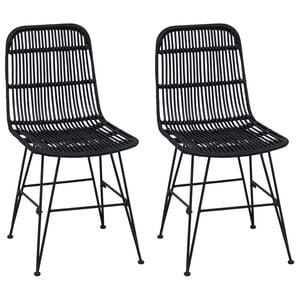 vidaXL Malduku krēsls 2 gab. Rattan un Tērauds Melns 41 x 55 x 85 cm