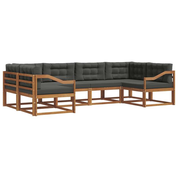 vidaXL Āra dīvānu komplekts ar spilvenu 6 pcs Dabisks un antracīts