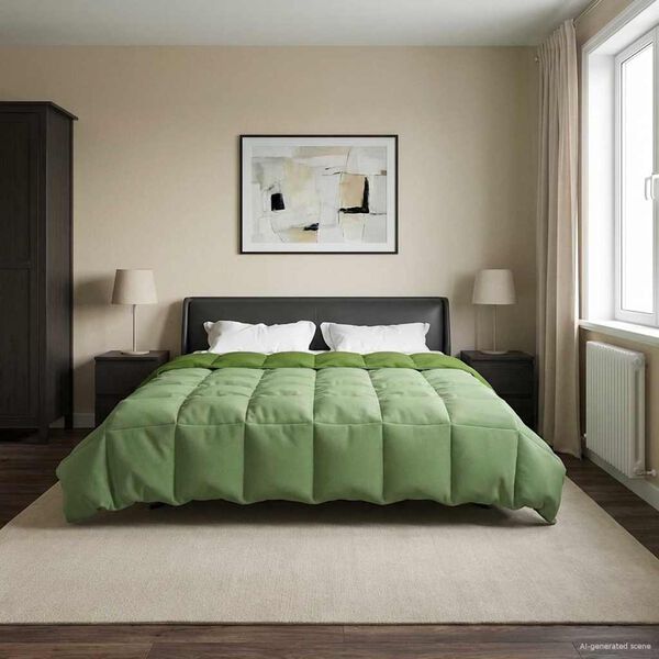vidaXL Ziemas gultas sega Tiltiņ&scaron; Zaļa 200 x 220 cm Mikro&scaron;ķiedra