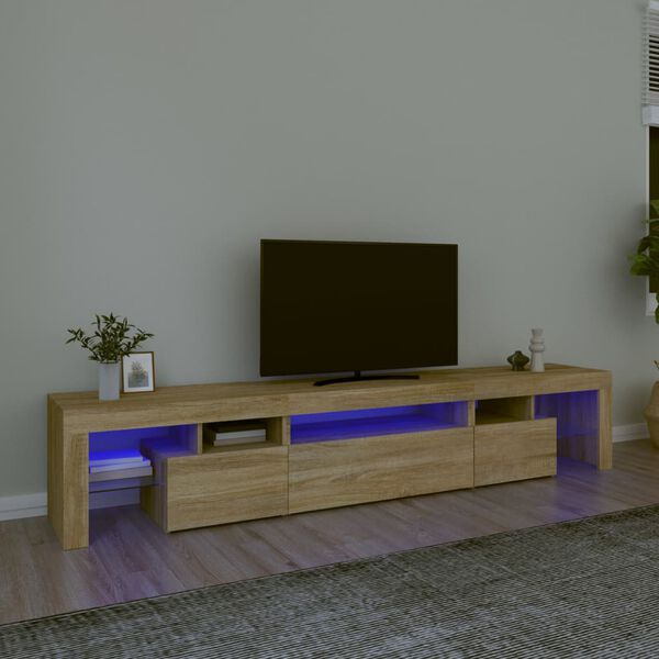 vidaXL TV skapītis ar LED apgaismojumu, ozolkoka krāsa, 215x36,5x40 cm