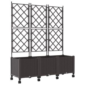 vidaXL Dārza kaste ar treli un riteņiem 3 gab. Brūna 120 x 40 x 149 cm