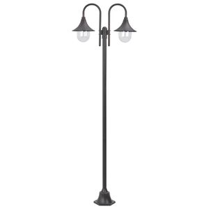 vidaXL dārza laterna, bronzas krāsa, 220 cm, alumīnijs, 2 lampas, E27