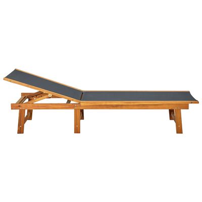 vidaXL sauļošanās zvilnis ar galdiņu, akācijas masīvkoks un tekstilēns