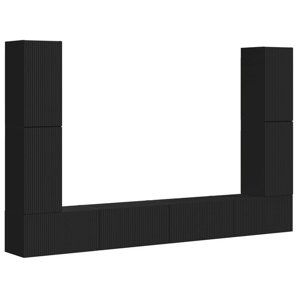 vidaXL TV skapī&scaron;u komplekts 8 pcs Melna Inženierijas koks