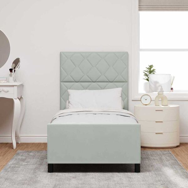 vidaXL Kastītes atsperu gulta Gai&scaron;i pelēka 90 x 200 cm Samts