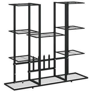 vidaXL puķu statīvs, 94,5x25x89 cm, melns, dzelzs