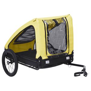 vidaXL mājdzīvnieku velo piekabe, dzeltena un melna