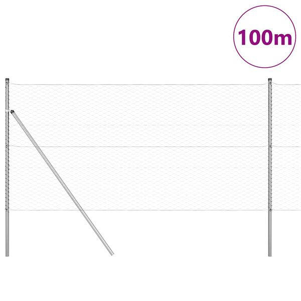 vidaXL Žoga āķis Sudraba 100 x 1,2 m (36 mm siets) Tērauds