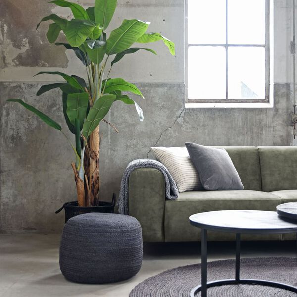 LABEL51 paklājs Jute, apaļ&scaron;, 180x180 cm, XXL, antracītpelēks