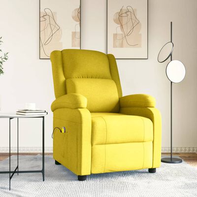 vidaXL masāžas krēsls, gaiši dzeltens audums