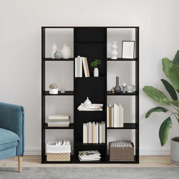 vidaXL Istabas dalītājs ar plauktu Melns ozolkoks 100 x 24 x 140 cm