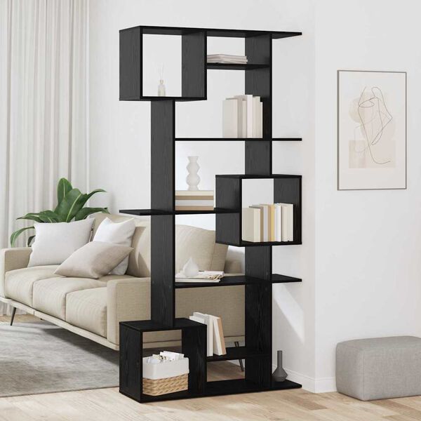 vidaXL Grāmatplaukts Melns ozolkoks 92 x 29 x 188 cm Inženierijas koks