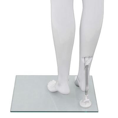 vidaXL sieviešu manekens, pilna auguma, stikla pamatne, 175 cm, balts