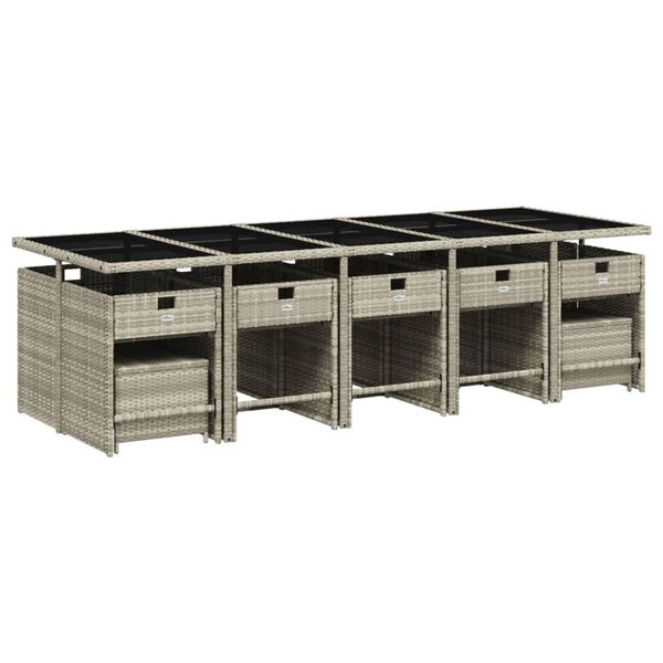 vidaXL 15-daļīgs dārza mēbeļu komplekts ar matračiem, gai&scaron;i pelēka PE