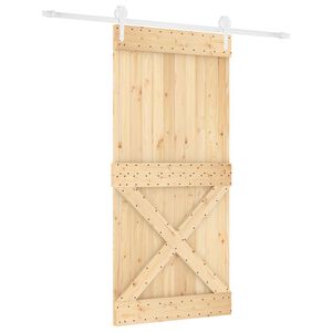vidaXL Slīdo&scaron;ās durvis 95 x 210 cm Cieta priedes koks (neapstrādāts)