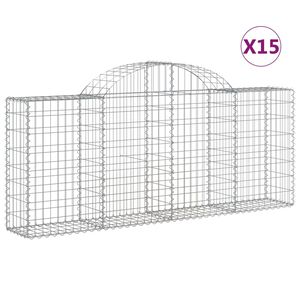 vidaXL arkveida gabiona grozi, 15 gb., 200x30x80/100cm, cinkota dzelzs