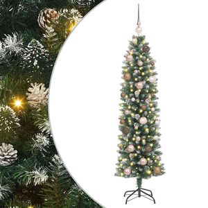 vidaXL Mākslīgs slaids Ziemassvētku koks Zaļ&scaron; un balts 150 cm