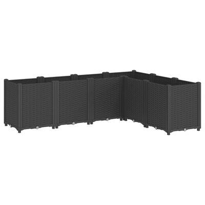 vidaXL dārza puķu kaste, melna, 160x120x53 cm, PP