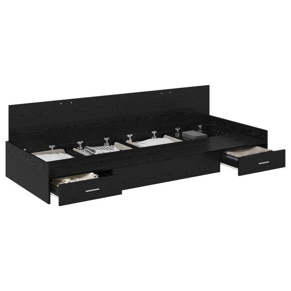 vidaXL Gultas rāmis Melns ozolkoks 80 x 200 cm Inženierijas koks