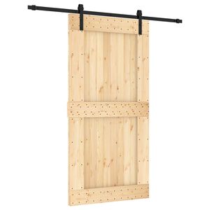 vidaXL Slīdo&scaron;ās durvis Dabiska un melna 100 x 210 cm