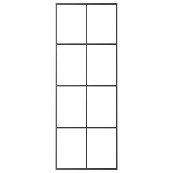 vidaXL bīdāmās durvis, melnas, 76x205 cm, ESG stikls un alumīnijs